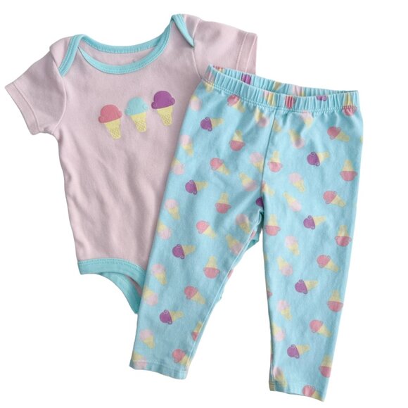 2 Piece Baby Girl Matching Set Ice Cream 6-9 Months Lullaby Lane - Picture 1 of 2